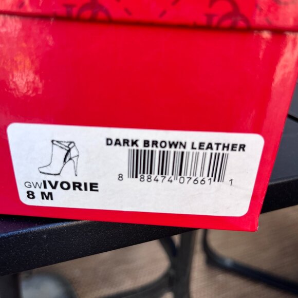 GUESS "Ivorie" Black Leather Faux Fur Trim Ankle Booties Women's - Picture 12 of 12